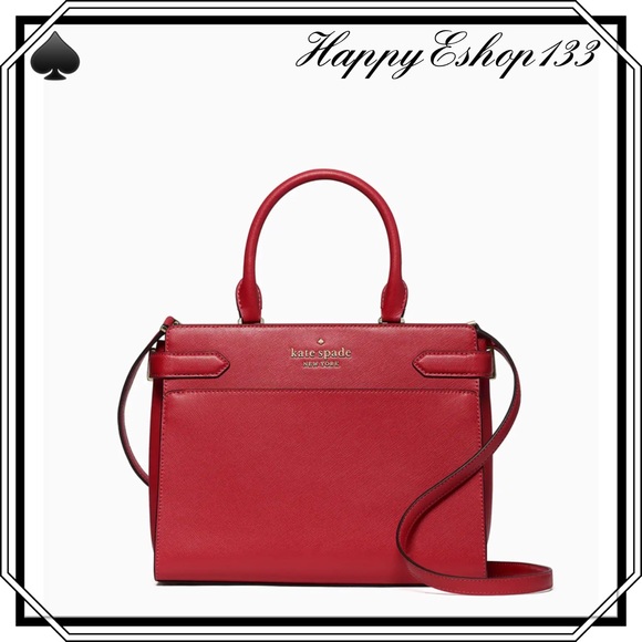 ♠️kate spade Staci Medium Satchel Saffiano Leather, Red Currant